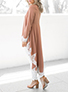 Long Sleeve High Low Dress - Lace Trimmed / Mullet Cut